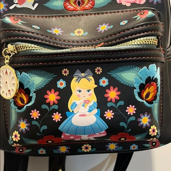 Loungefly Disney Floral Black Backpack - Picture 4 of 14